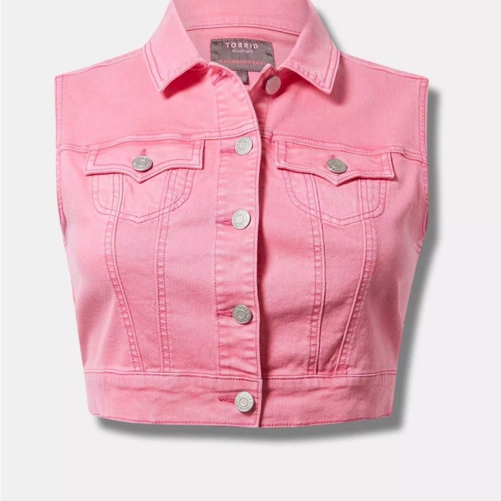 Torrid 3 Pink Sleeveless Denim Vest